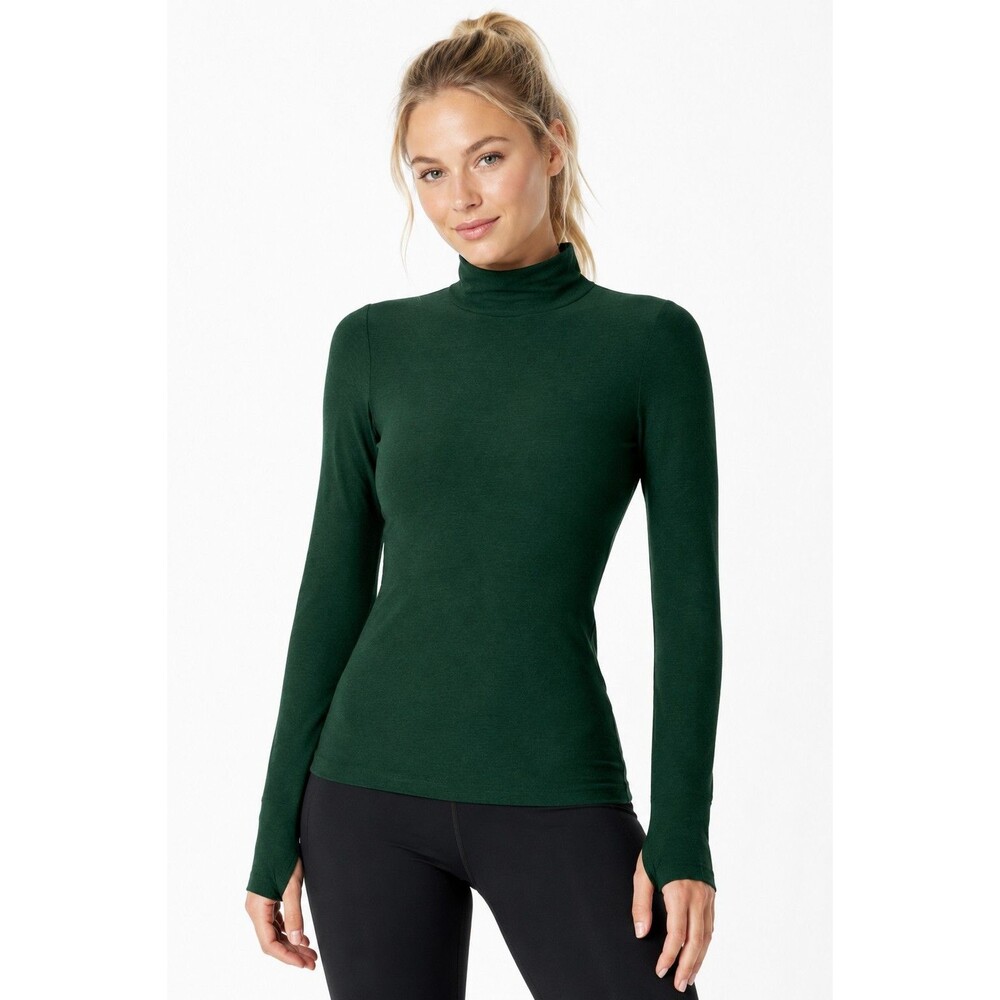Beyond Yoga Spacedye Captivating Turtleneck Pullover Dark Spruce Green Heather M